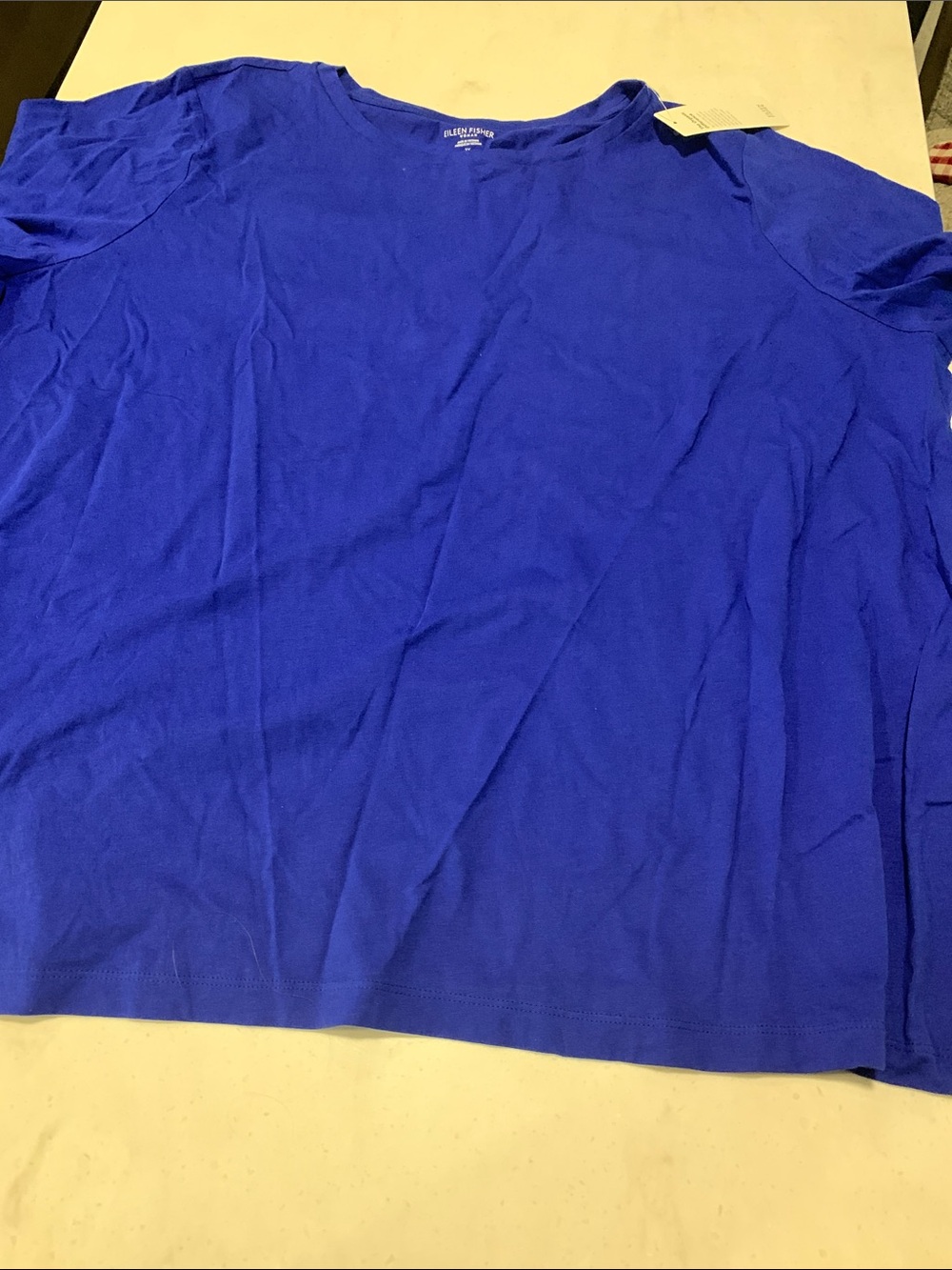 Eileen Fisher Royal Blue Short Sleeve Crewneck organic Tee Size 3X NEW With Tags